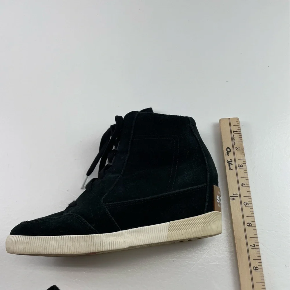 Sorel Out N About‎ Wedge Bootie Womens 8.5 Black Sea Salt Suede